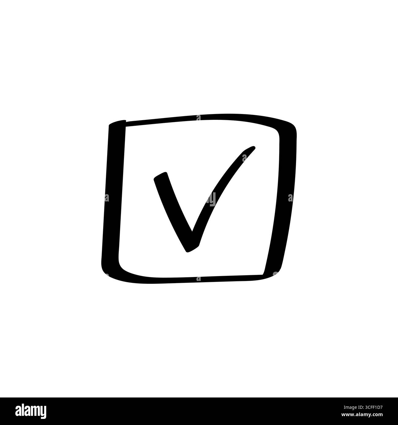 Hand drawn checkbox with checkmark in square box for selection and ...