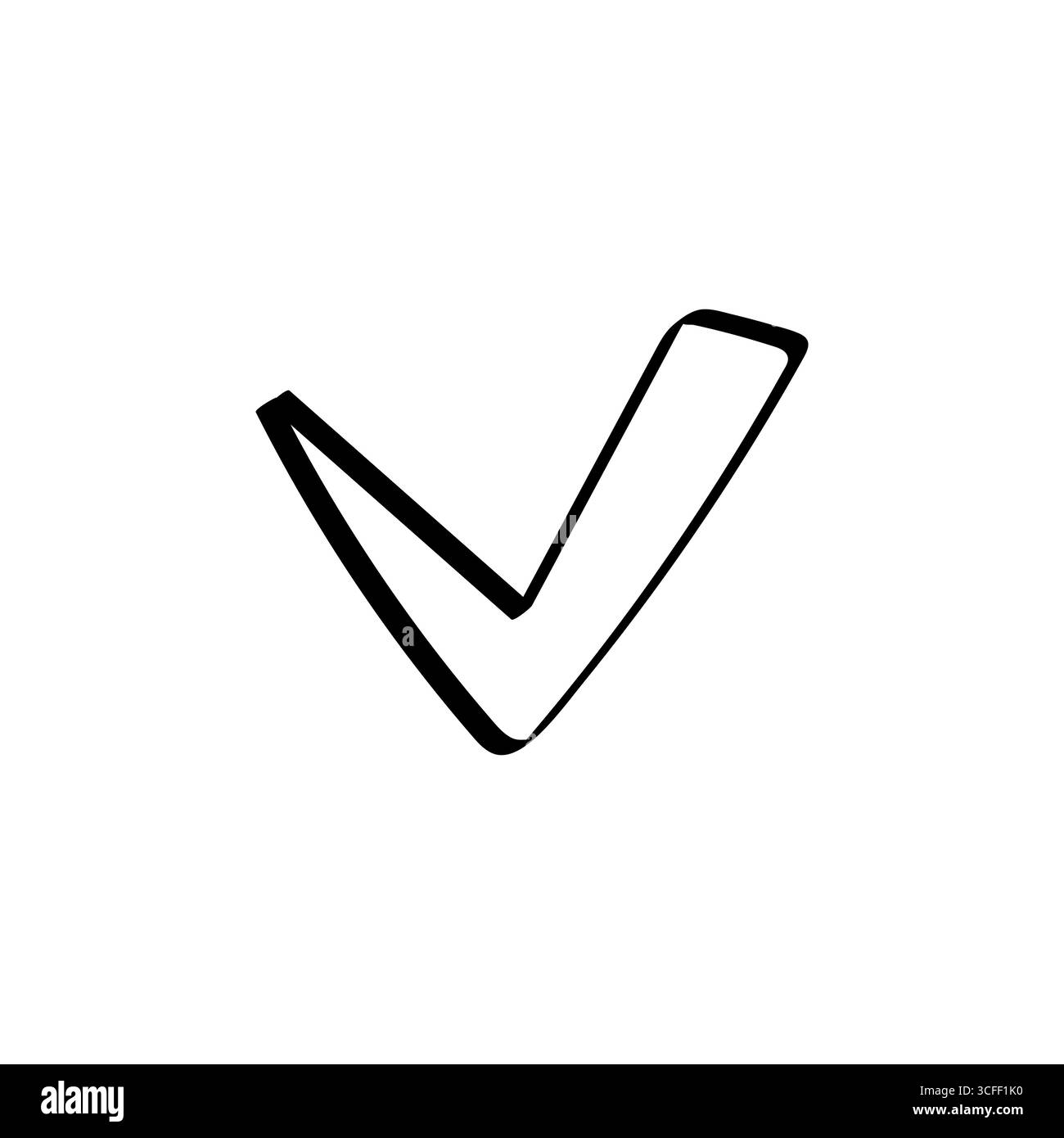 Hand drawn checkbox icon with black check mark in simple sketch style ...