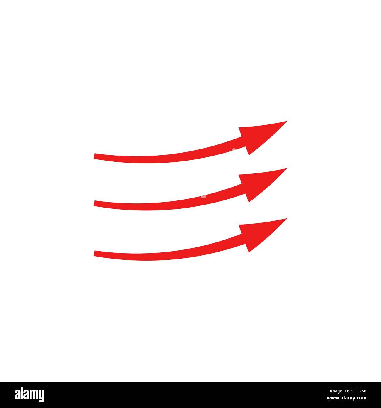 Red arrows indicating air flow direction with curved motion design ...