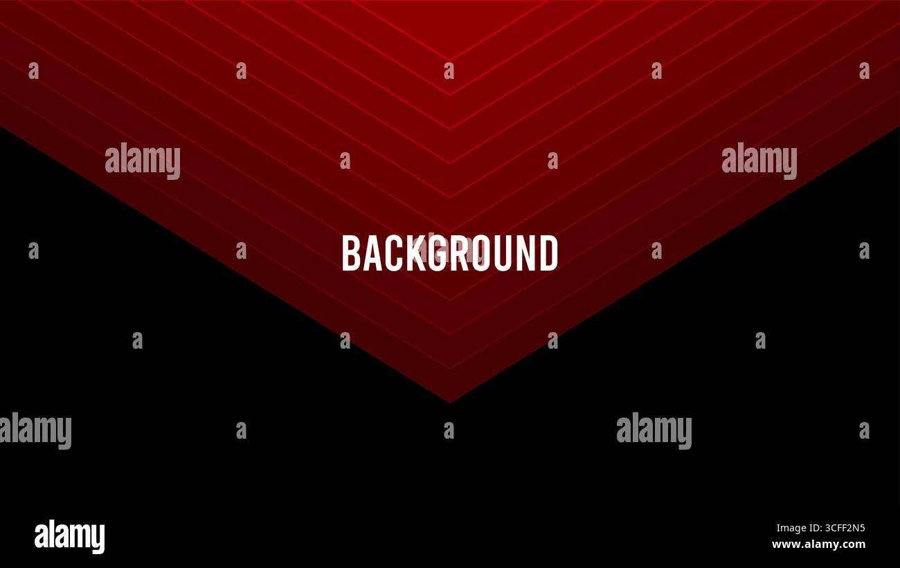 Black abstract background with red overlay triangular pattern, blended lines, outline pattern, envelope shape Stock Vector