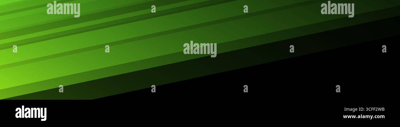 Black abstract banner with green pattern, modern geometric texture, diagonal rays. Vector illustration Stock Vector