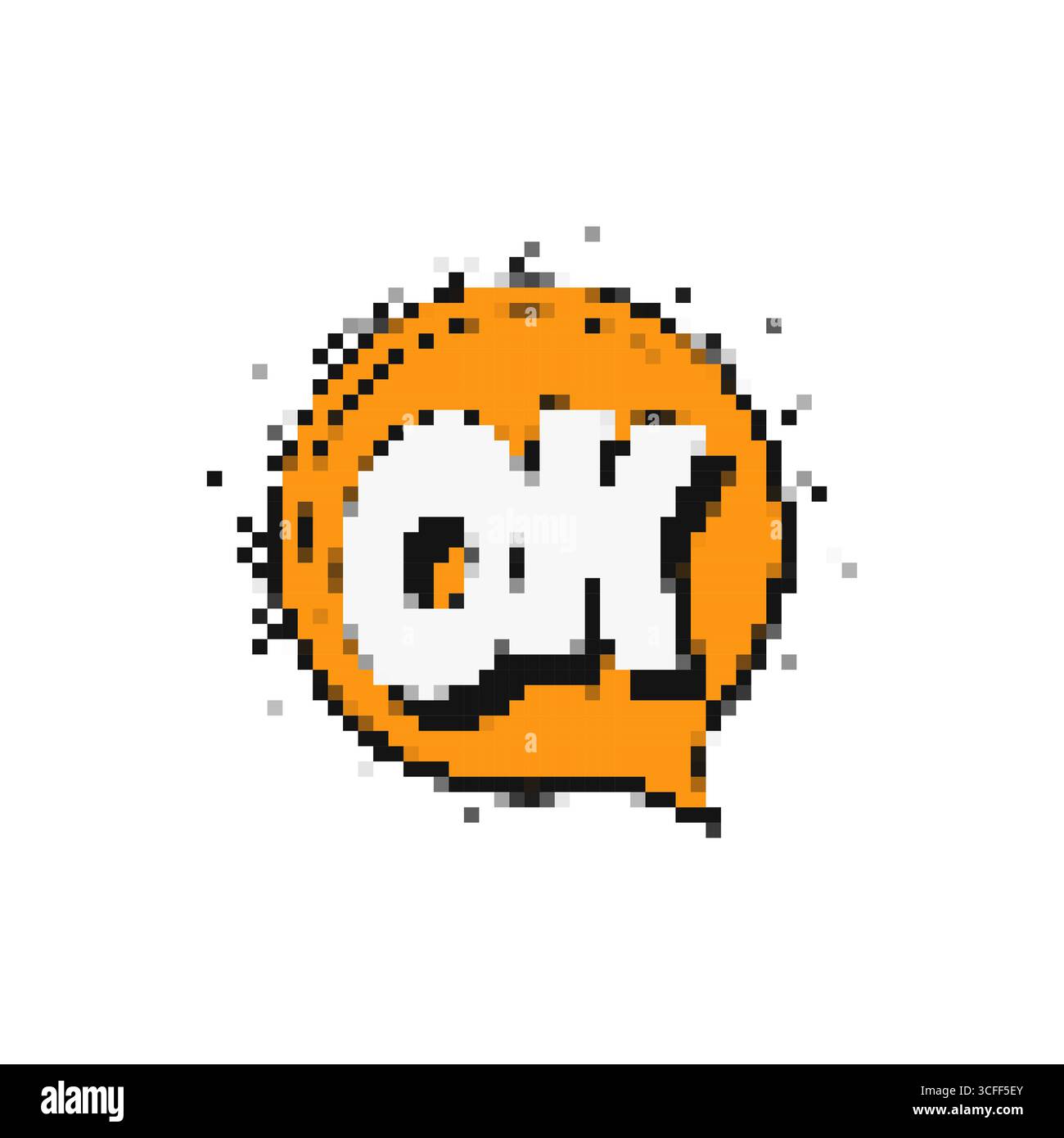 Mosaic pixel icon with comic style speech bubble and ok expression Stock Vector