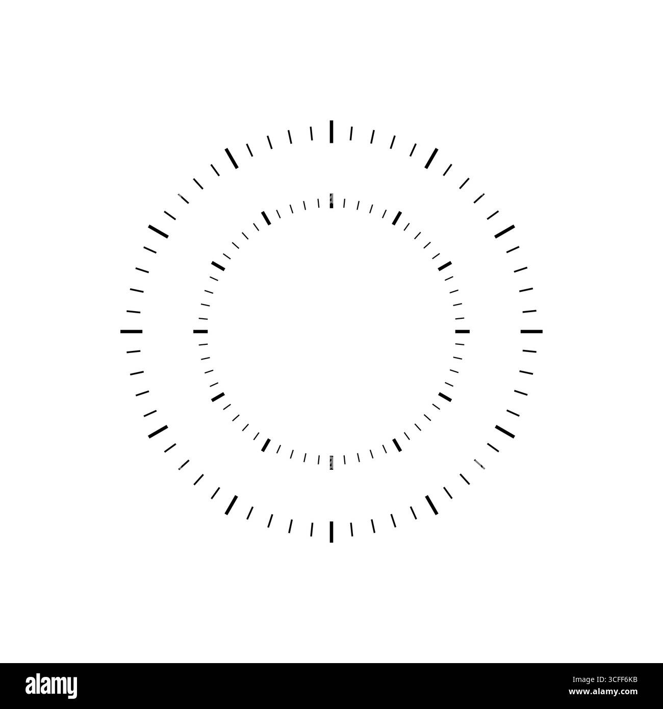 Circular measuring scale graphic with radial tick marks and numeric ...
