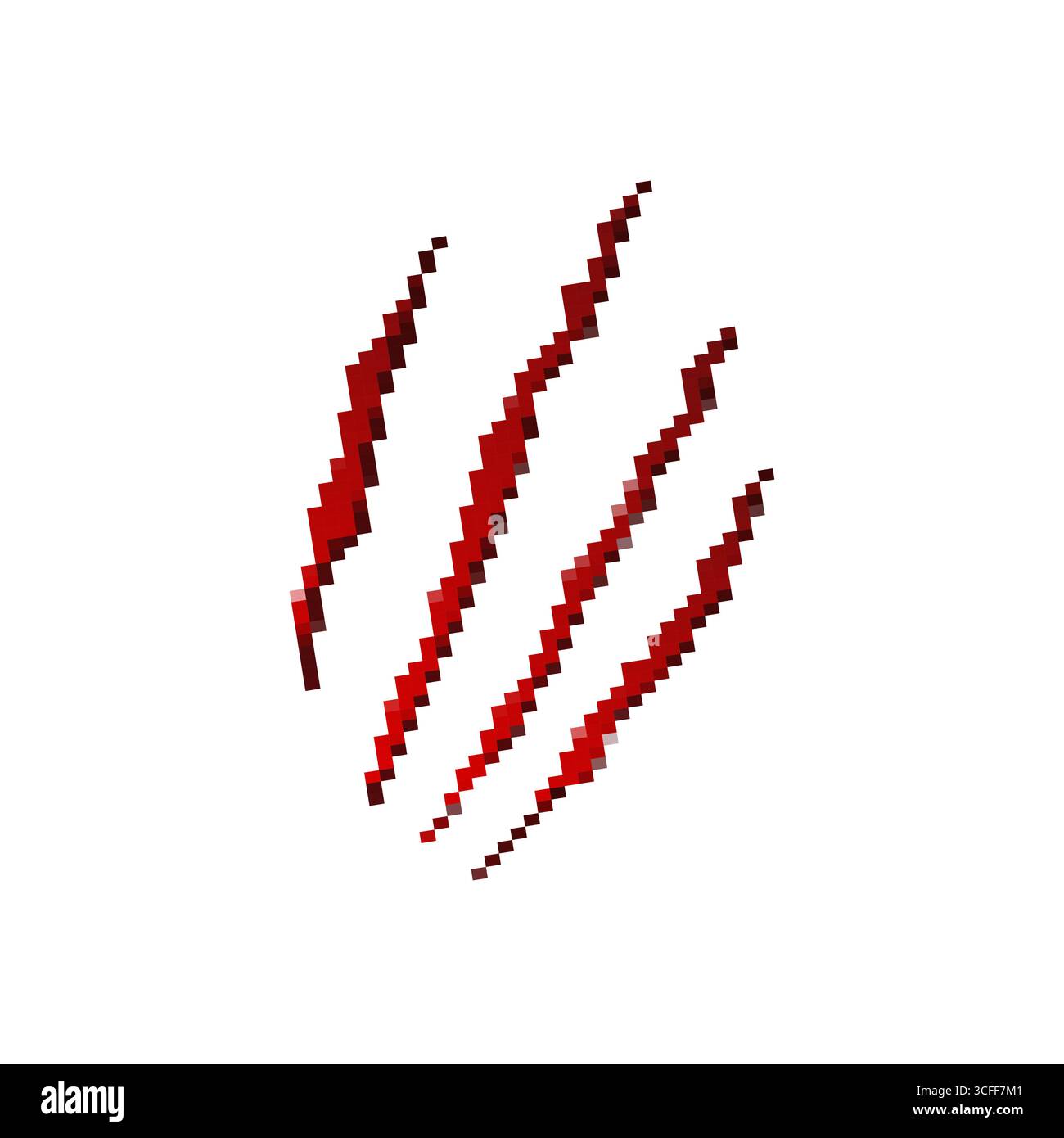Mosaic pixel art red scratch marks with retro digital design aesthetic ...