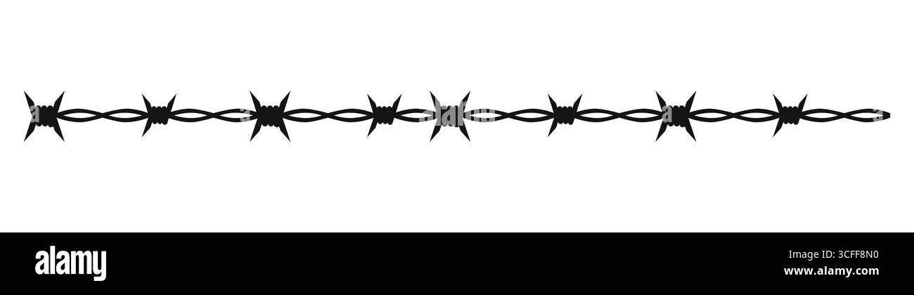 Wire line featuring barbed details in minimal design with sharp twisted elements Stock Vector