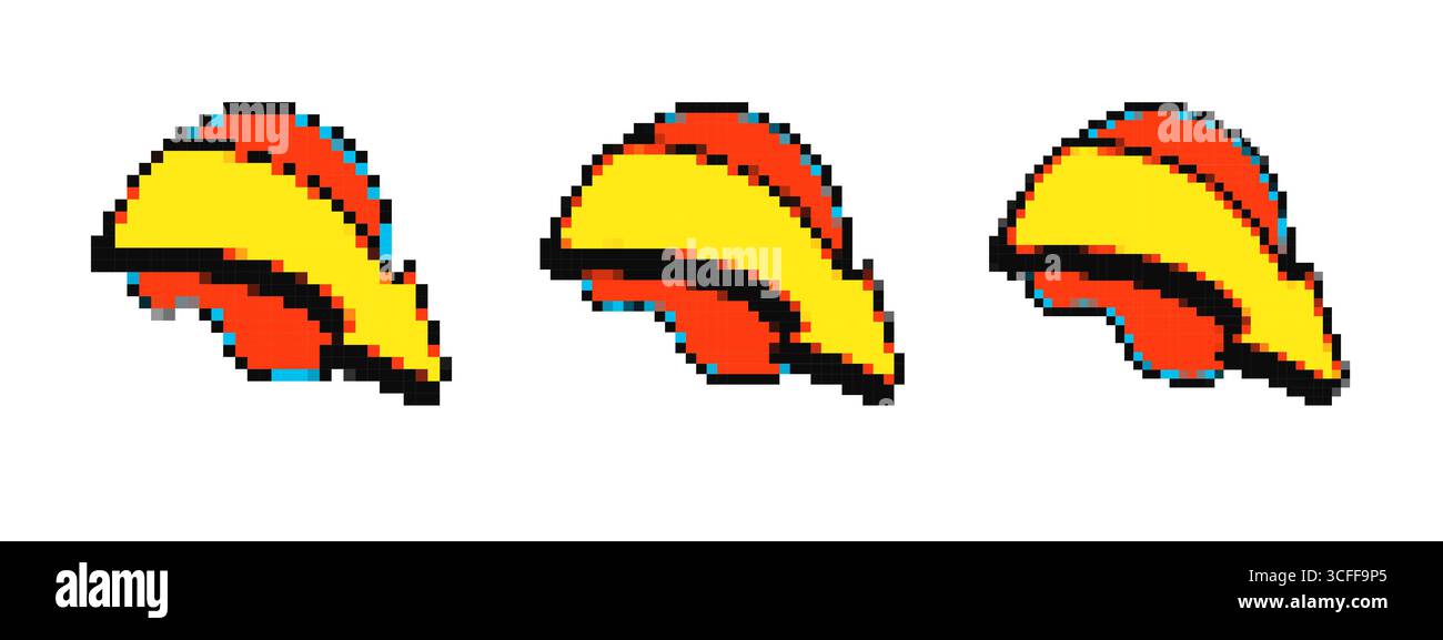 Retro pixel arrows in 8 bit style for digital design Stock Vector