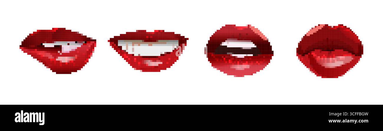 Colorful 8 bit pixel turbans for retro game design elements Stock ...
