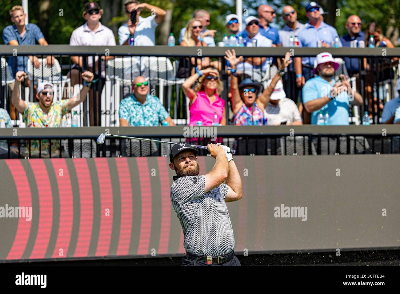 Tyrell Hatton Rage Tyrrell Hatton, of Legion XIII, hits from the 15th tee during the ...