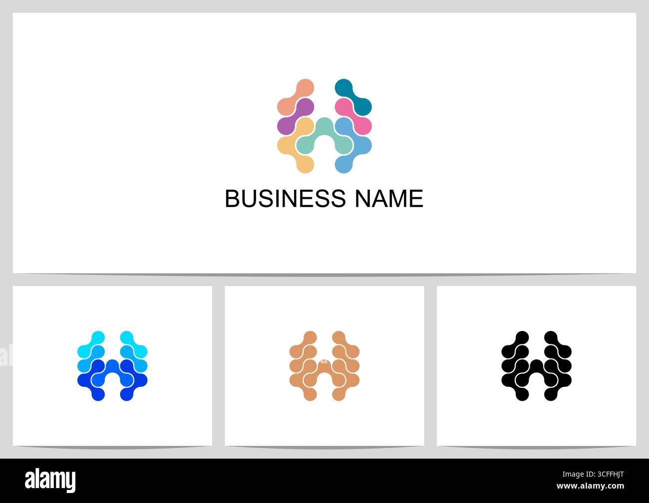 Abstract Linked Dots Connect Graphic Letter Logo Design H Stock Vector