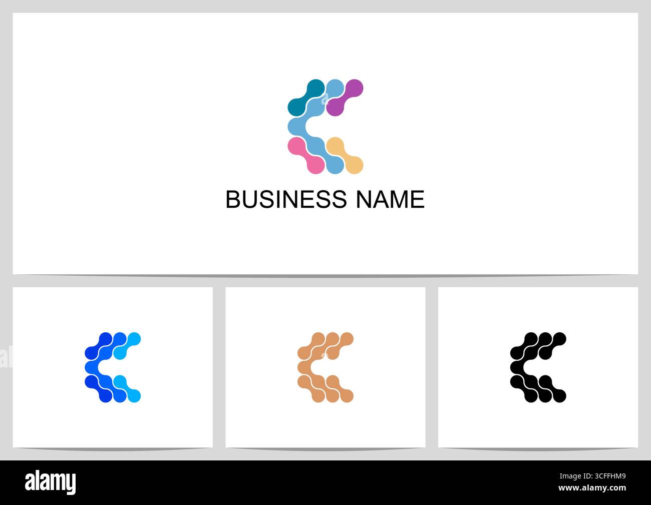 Abstract Linked Dots Connect Graphic Letter Logo Design C Stock Vector