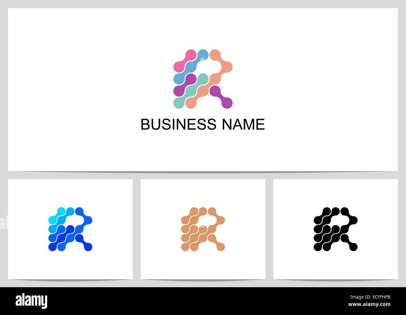 Abstract Linked Dots Connect Graphic Letter Logo Design R Stock Vector