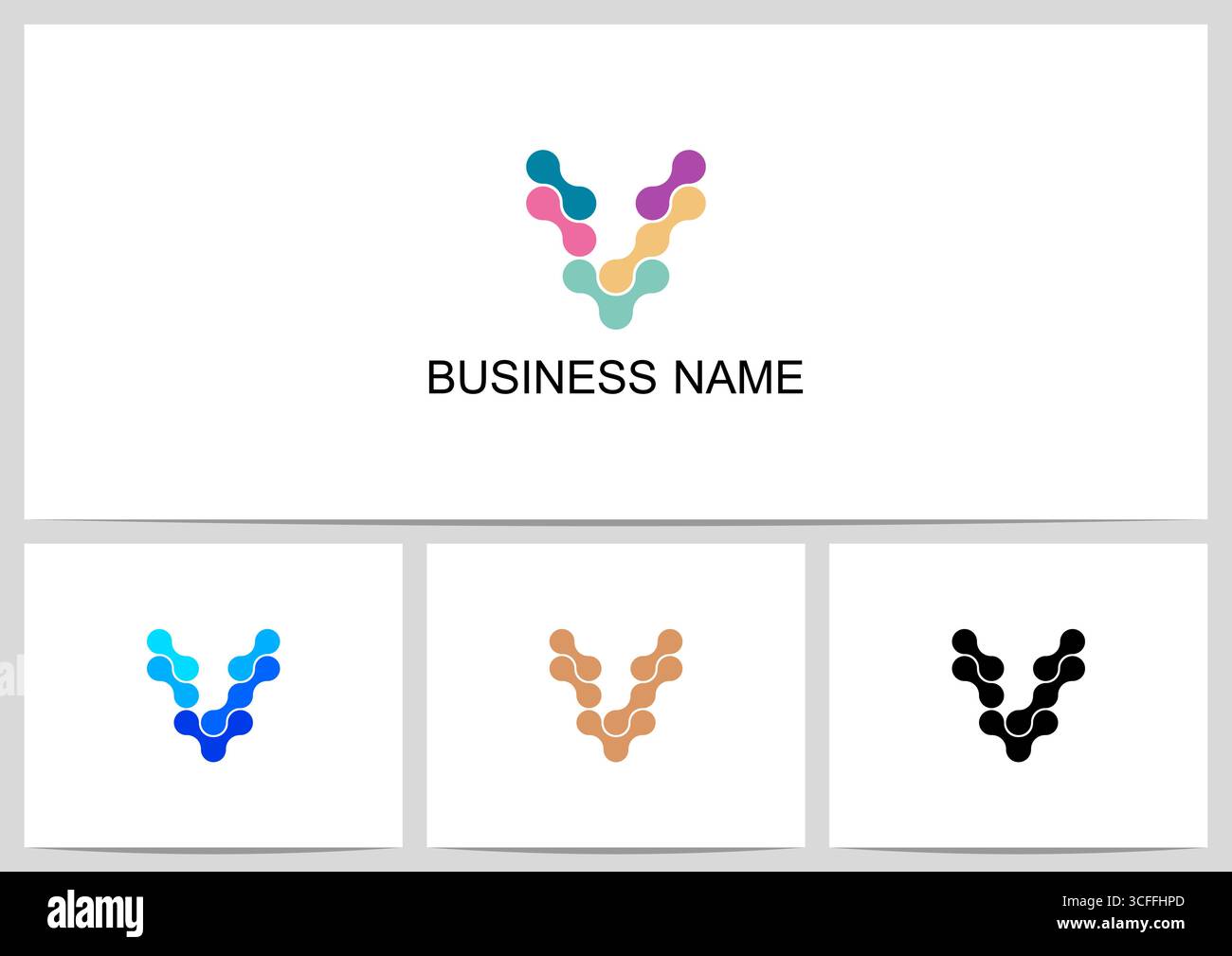 Abstract Linked Dots Connect Graphic Letter Logo Design V Stock Vector