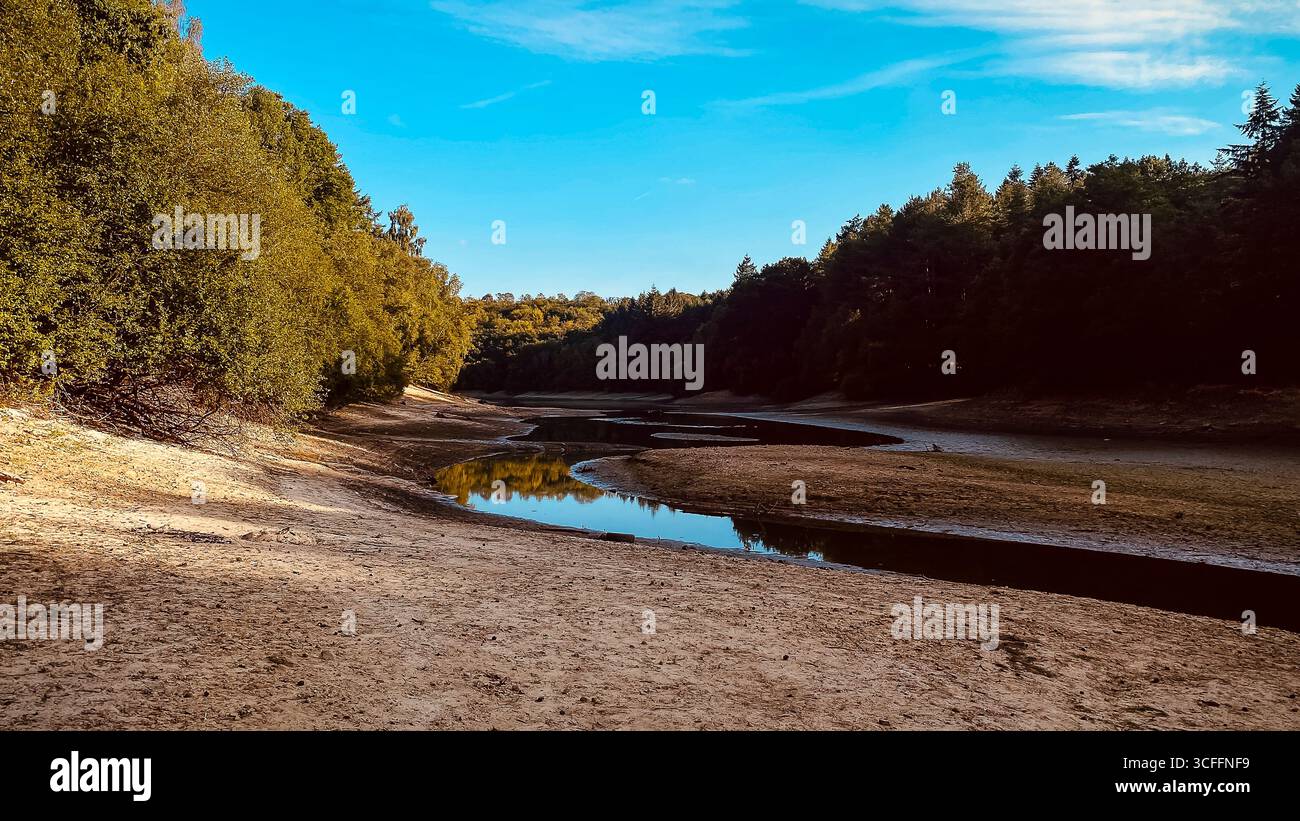 Drought hit and barren Ardingly Reservoir Haywards Heath Sussex. 22nd Aug 2025  74.5-hectare Local Nature Reserve, after the hottest summer on record. - Smartphone Captured Stock Image