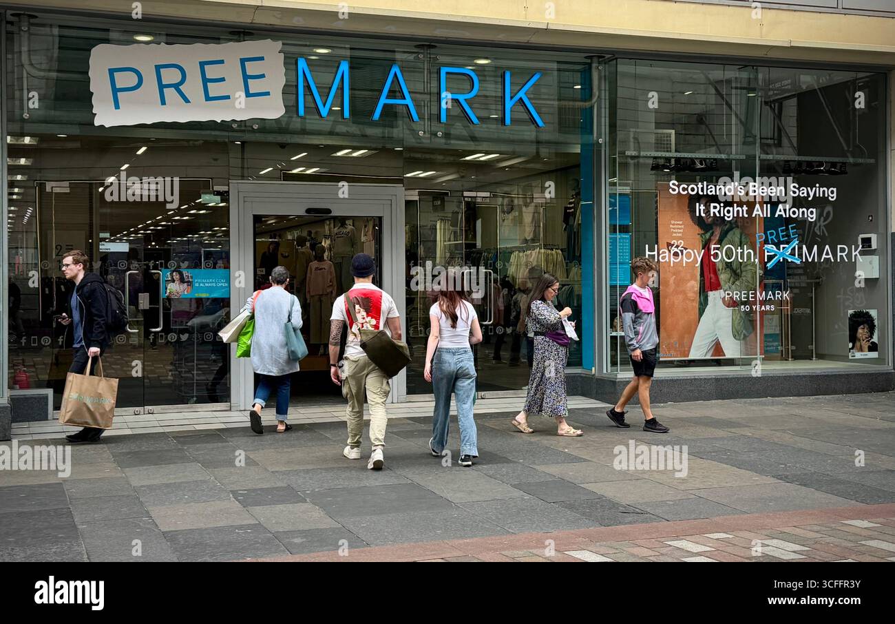 Primark rebrand stores to celebrate 50 years of stores inScotland. - Smartphone Captured Stock Image