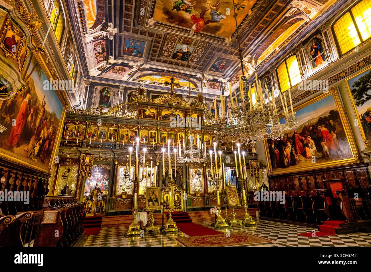 Interior of Greek Orthodox Church of Saint Nicholas in Trieste, Italy ...