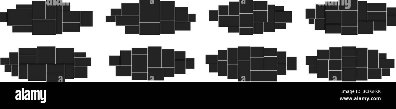 Photo gallery mosaic template with grid collage layout and vector ...
