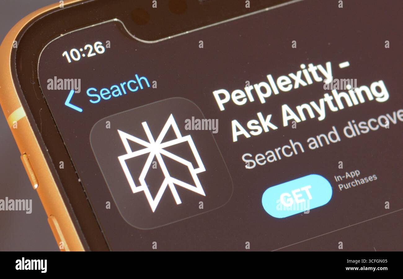 Perplexity AI app in the Apple App Store Stock Photo