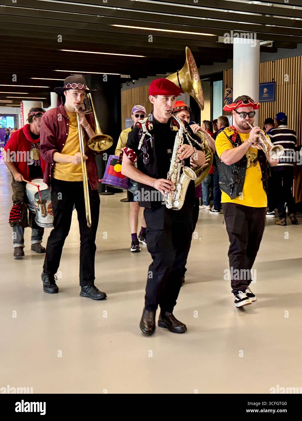 Street band playing at Optus Stadium Perth Western Australia - Smartphone Captured Stock Image