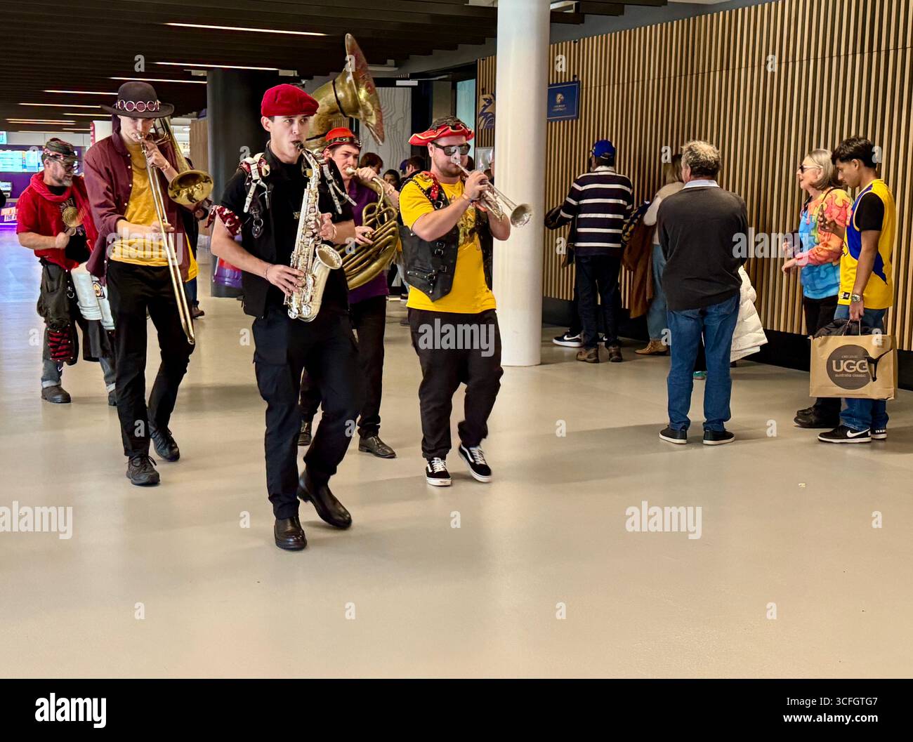 Street band playing at Optus Stadium Perth Western Australia - Smartphone Captured Stock Image