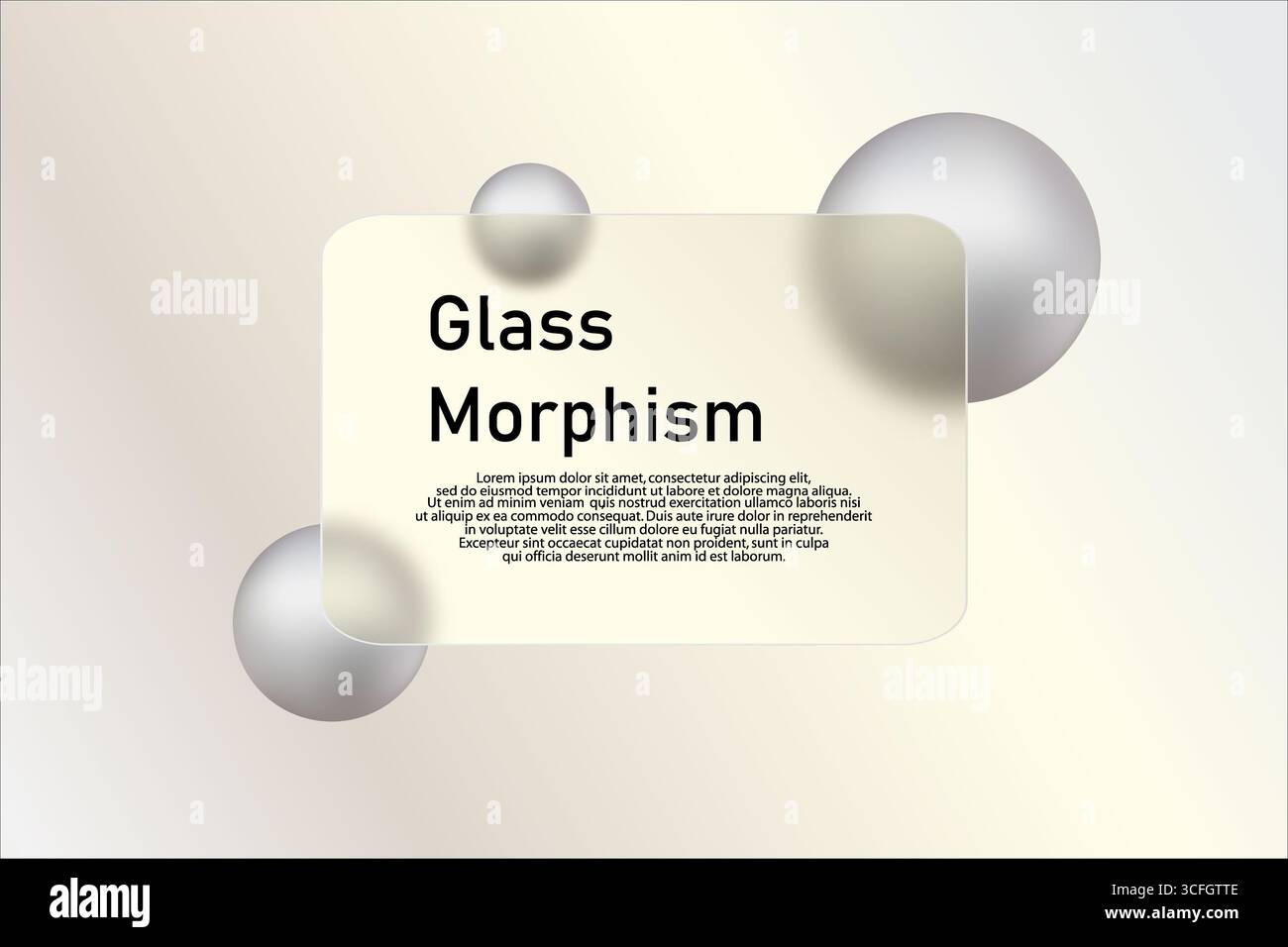 Abstract Glass Morphism Design with Gray Spheres Stock Photo - Alamy