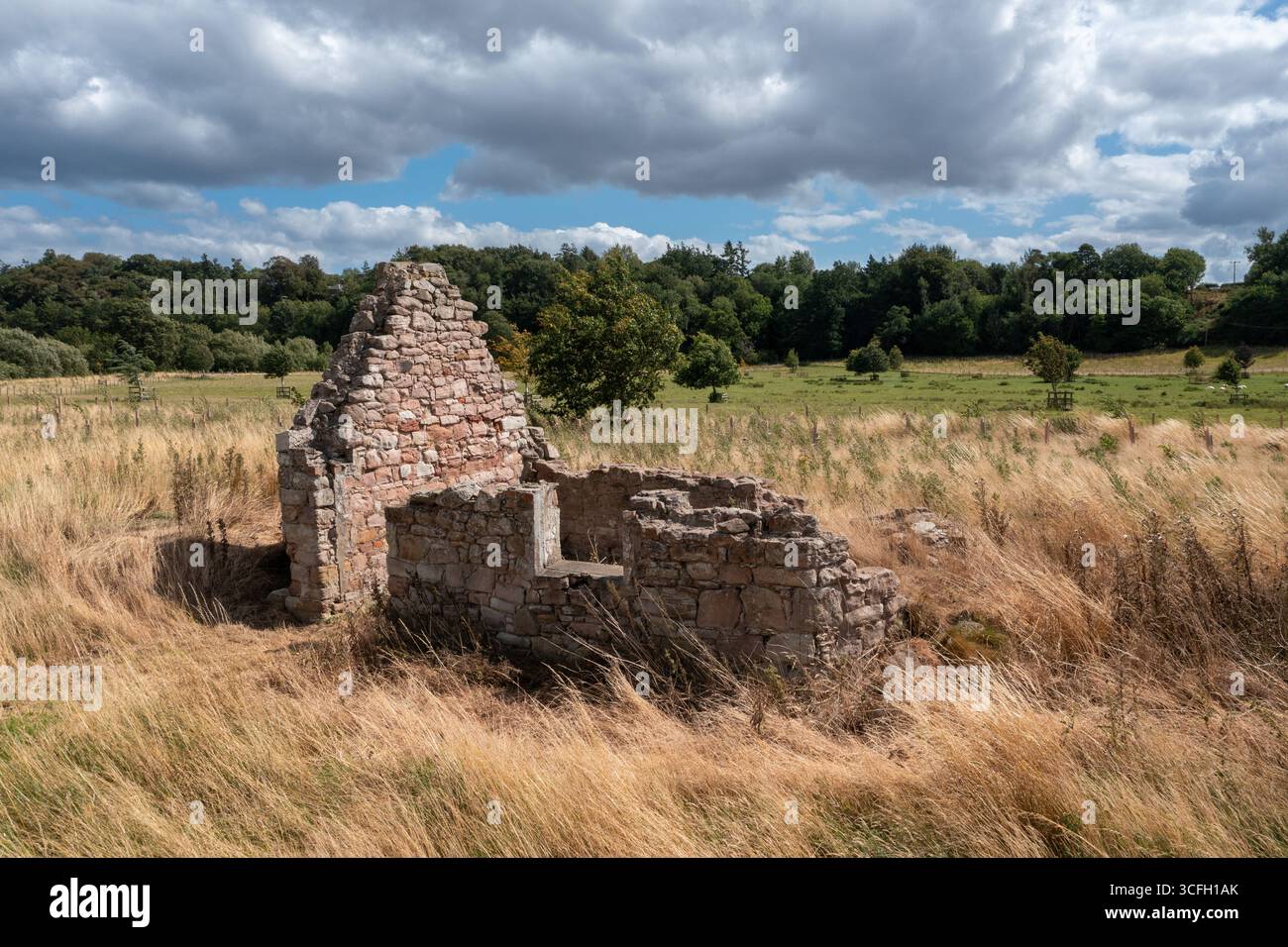 The ruins of Lower Waltham fishing shiel on the lower Tweed near Horncliffe Stock Photo