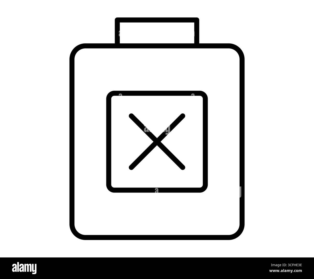 Simple icon of a hazardous waste container featuring a warning symbol ...