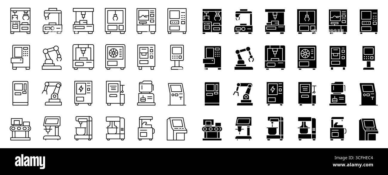 A comprehensive collection of technology icons depicting various ...