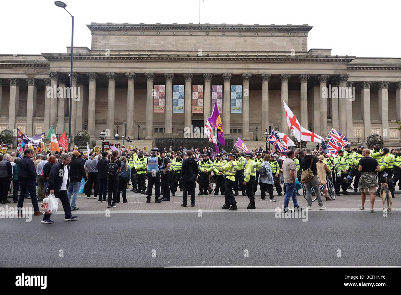 Liverpool, UK. 23rd August, 2025. UKIP mass deportation rally is met ...