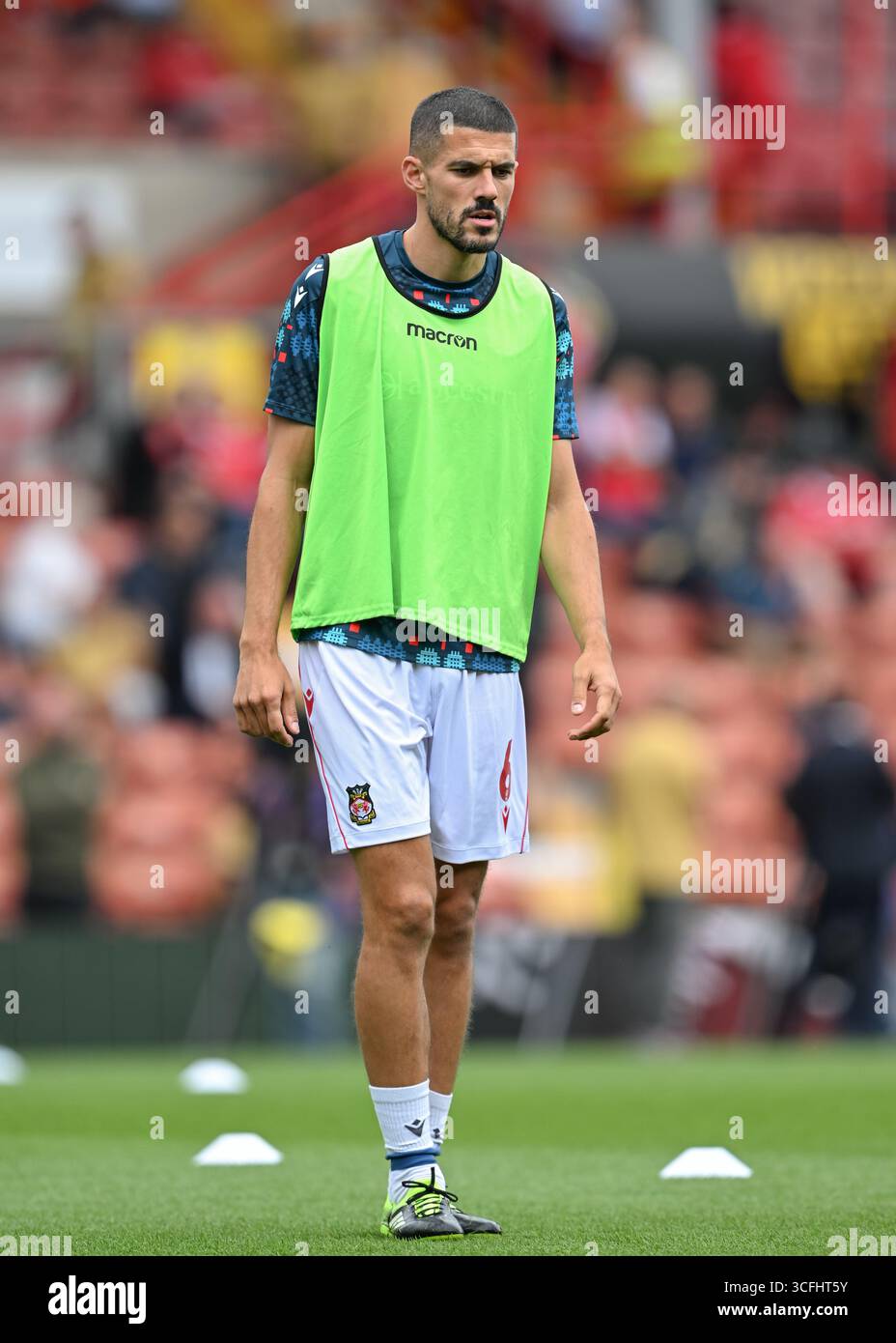 Wrexham's Conor Coady warms up ahead of the Sky Bet Championship match ...