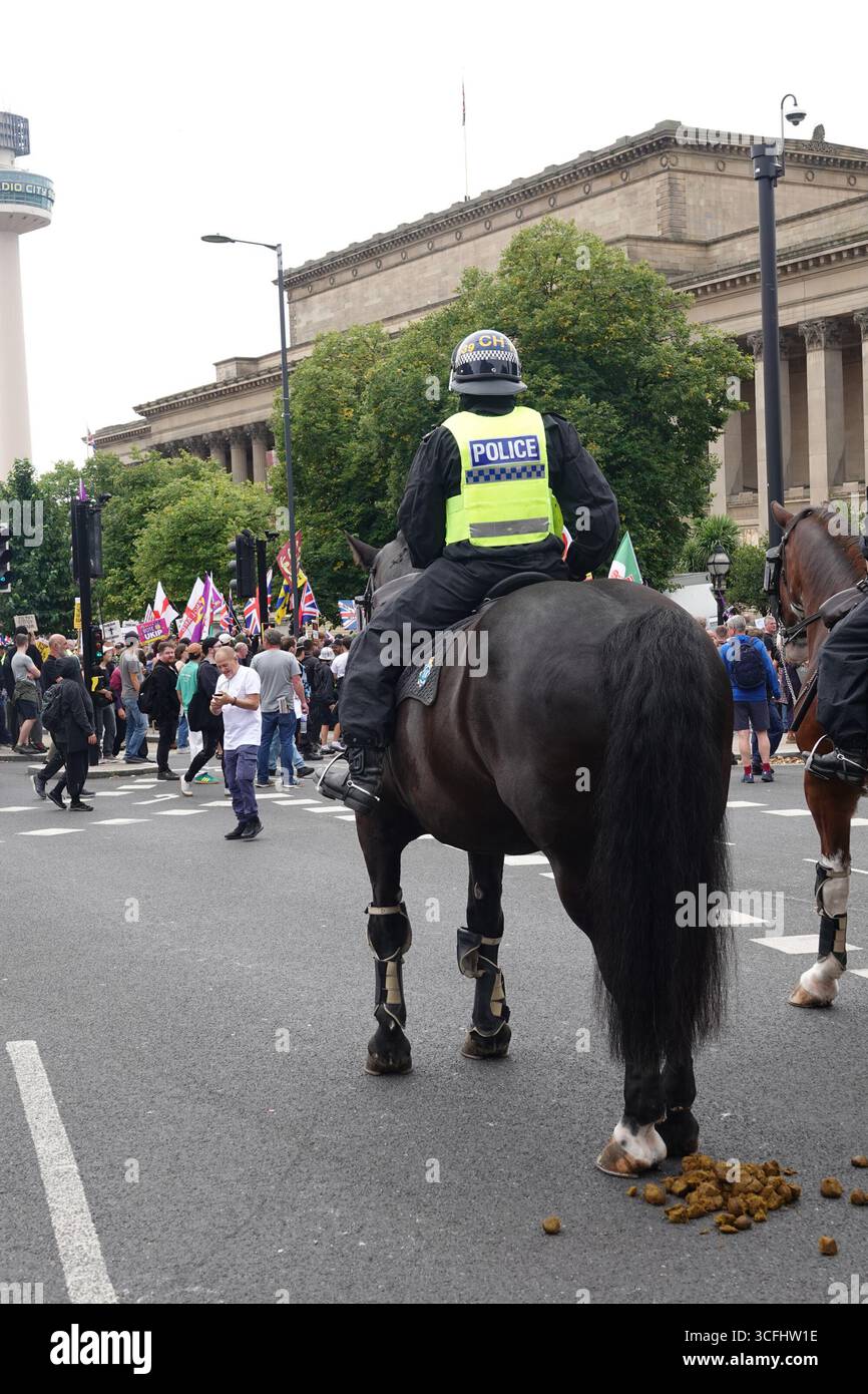 Liverpool, UK. 23rd August, 2025. UKIP mass deportation rally is met ...