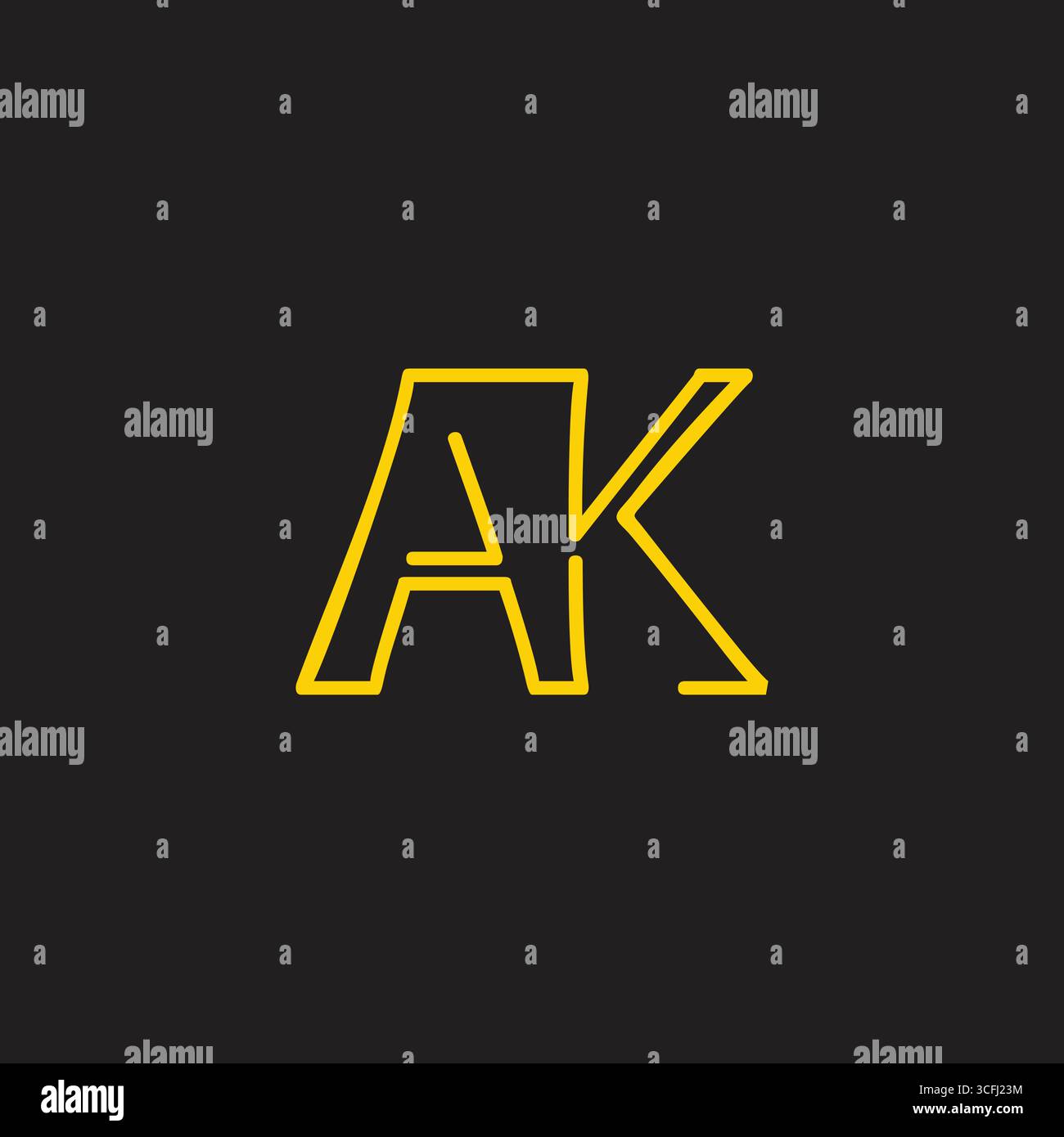 letter ak linked thin lines continue lines logo vector Stock Vector