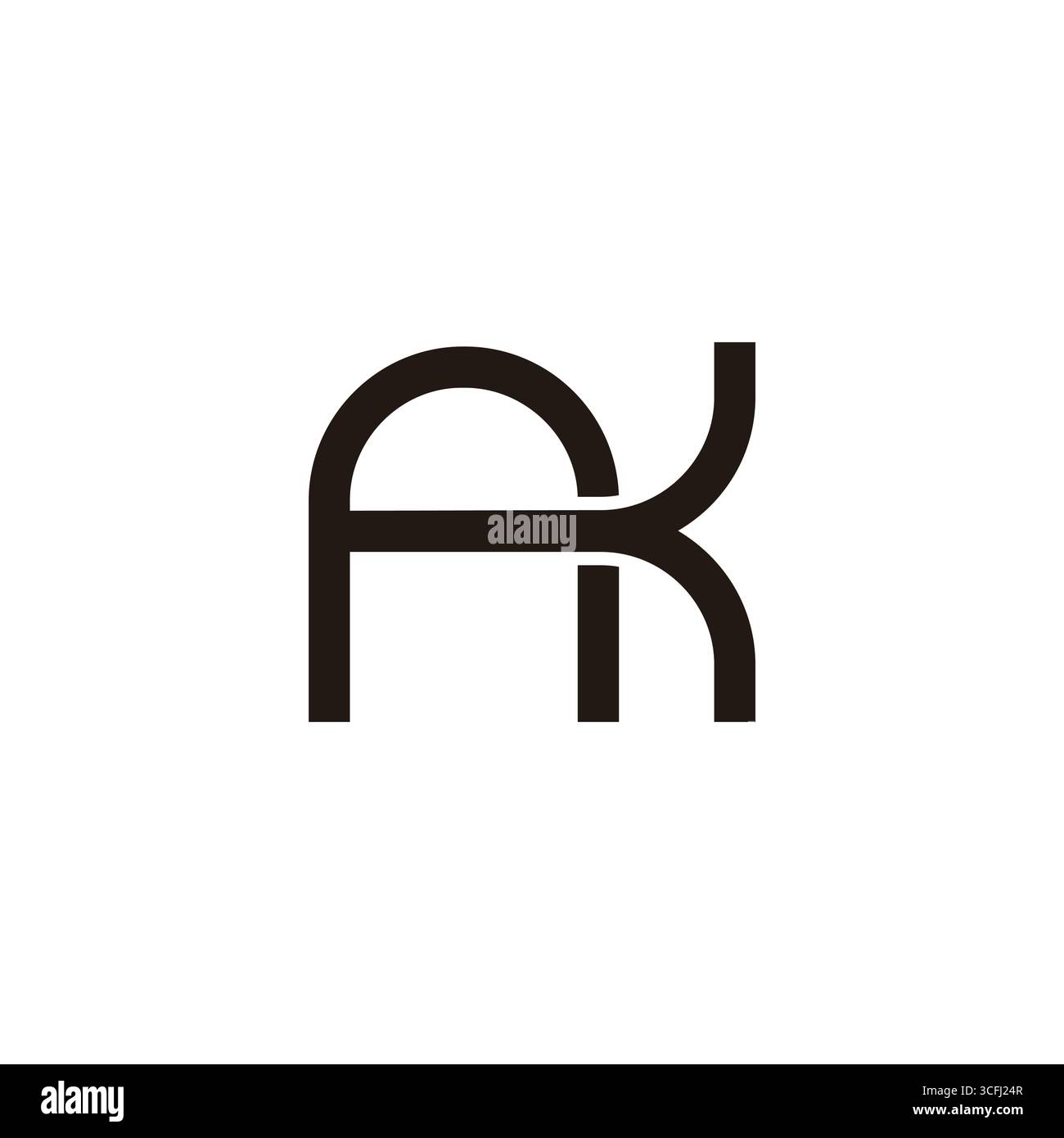 letter ak simple linked overlap lines logo vector Stock Vector