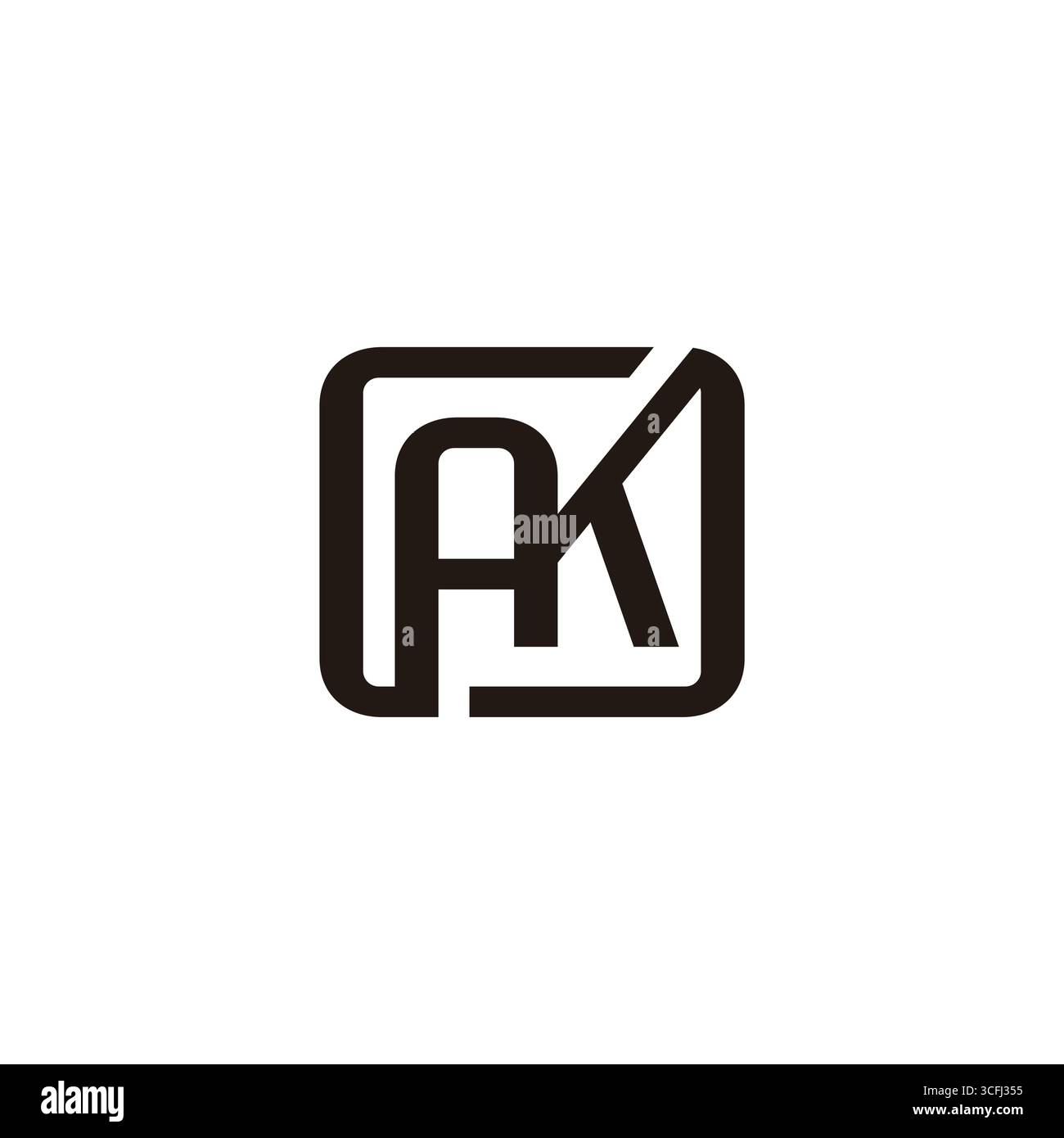 letter ak simple linked geometric square font logo vector Stock Vector
