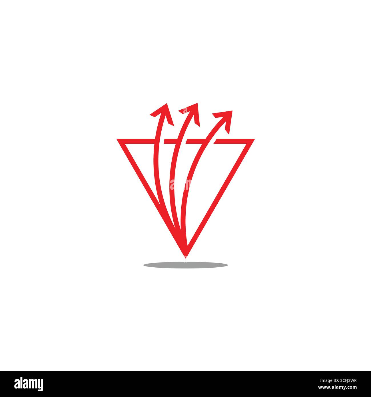 triangles abstract v arrow up red swoosh logo vector Stock Vector