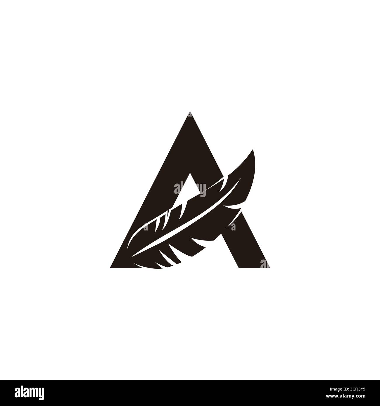 letter a alpha simple one feather simple geometric logo vector Stock Vector