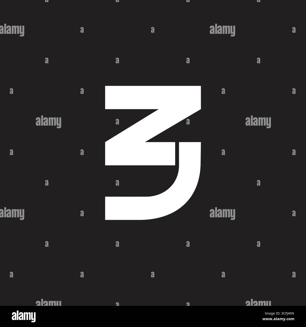 letter zj simple geometric linked logo vector Stock Vector