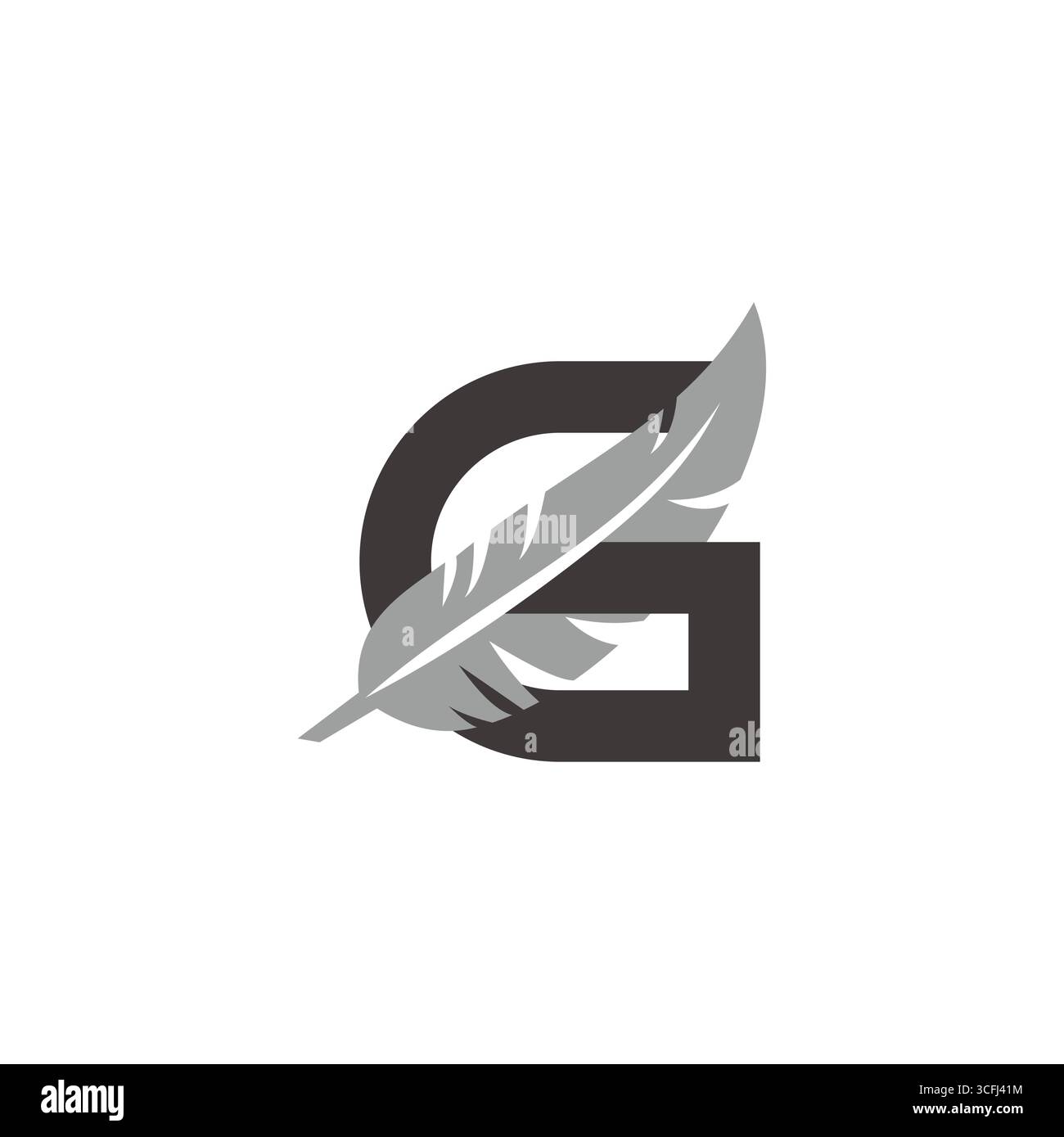 letter g gentle feather simple geometric logo vector Stock Vector