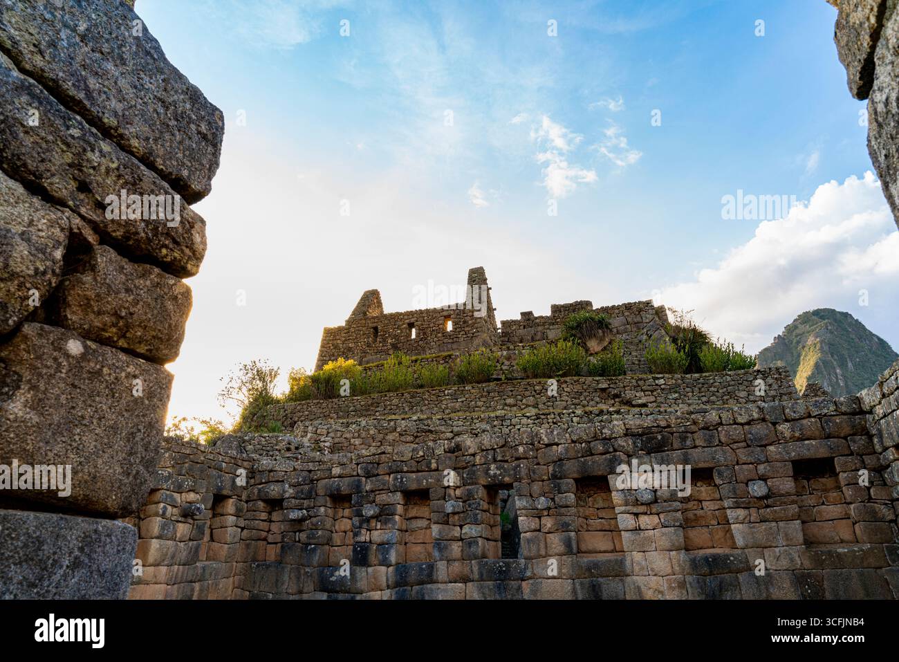 Inca stone walls and terraces at Machu Picchu showing ancient masonry ...
