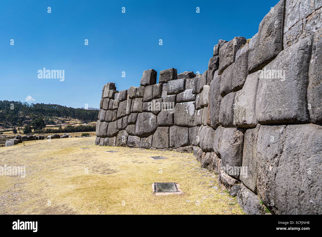 Peruvian Temples Ceremonial temple Sacsayhuaman with massive Inca stone blocks and ...