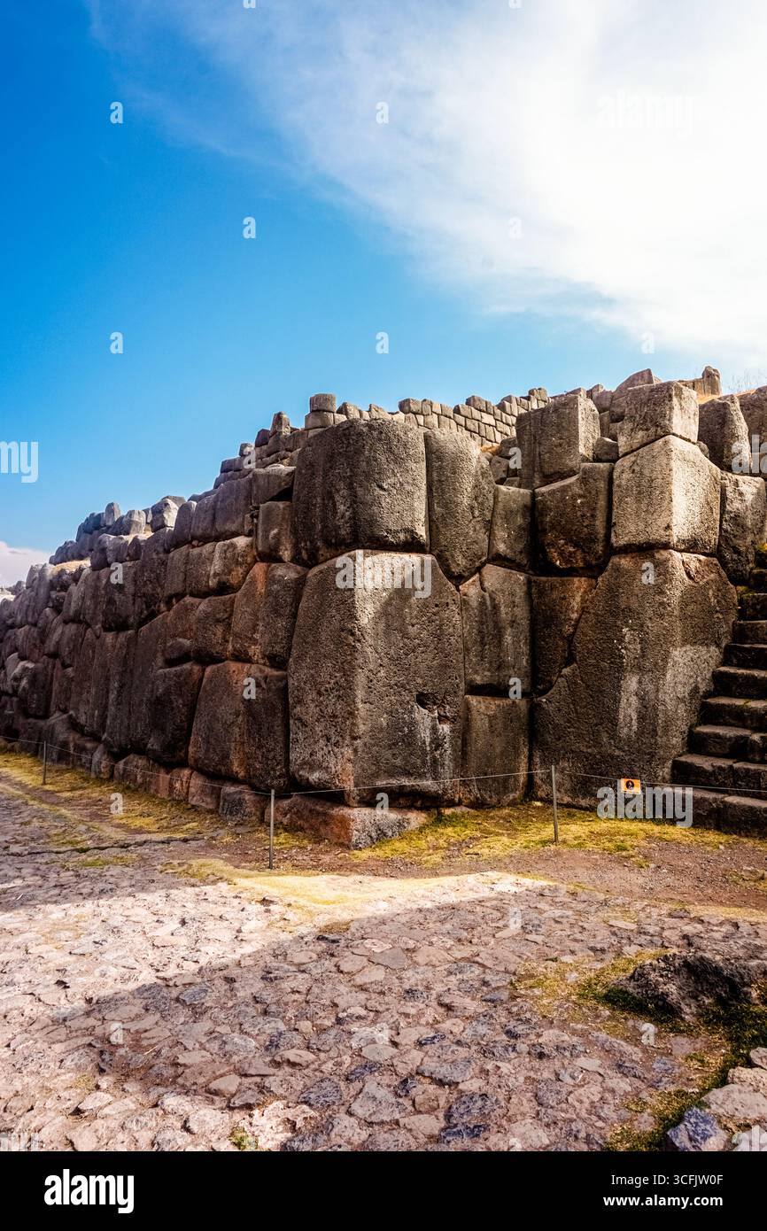Peruvian Temples Ceremonial temple of Sacsayhuaman with massive Inca stone walls in ...