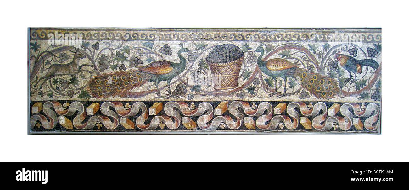 More details One of the Antioch mosaics in Worcester Art Museum Roman mosaics dating between 2nd and 4th centuries AD, excavated at Antioch, Turkey, in the 1930s; Stock Photo