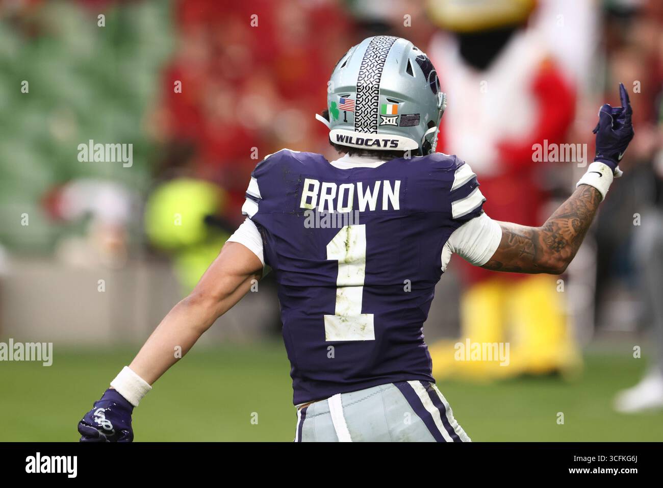 Kansas State Jayce Brown celebrates after scoring a touchdown during an ...