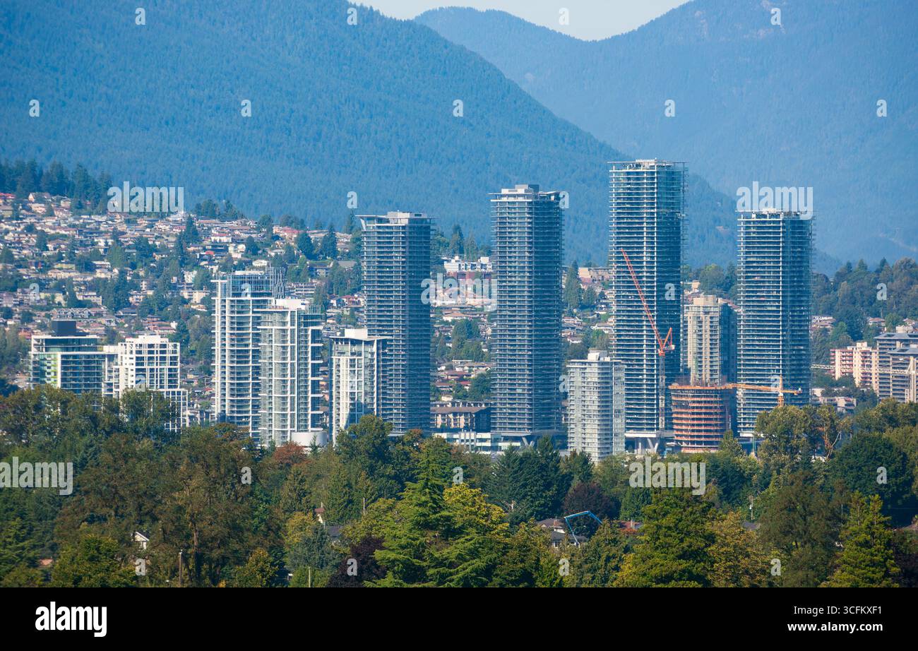 Aerial panoramic view on residential area in Burnaby, Metro Vancouver ...