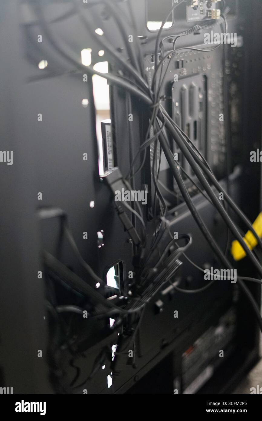 Detailed CloseUp View of Cable Management Inside a PC Case Stock Photo ...
