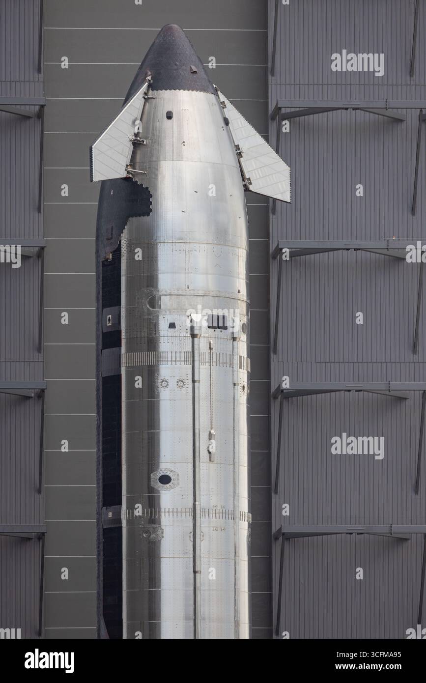 Starbase, USA. 23rd Aug, 2025. In a light drizzling rain at 3:00 PM CT ...