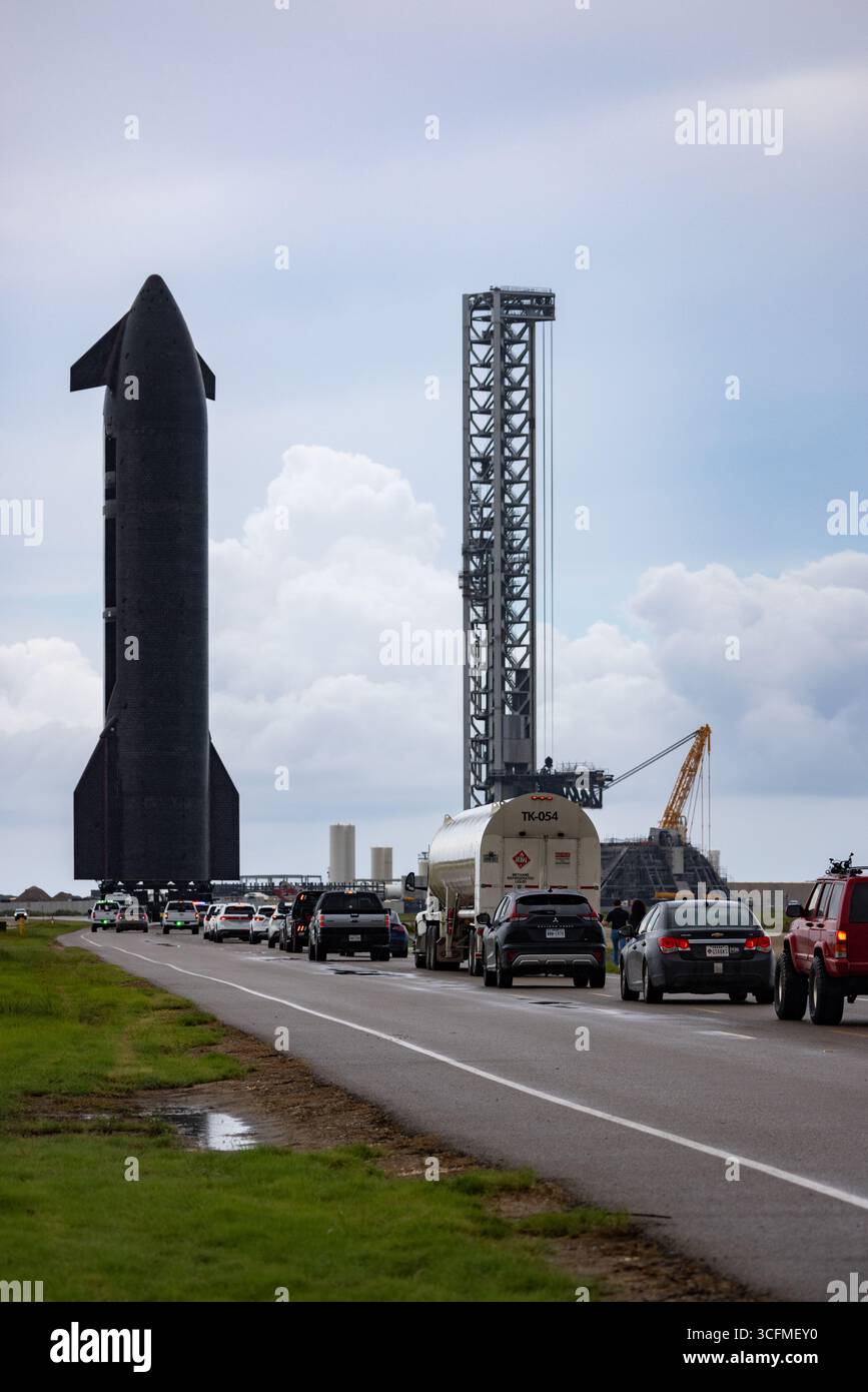 Starbase Rain In a light drizzling rain at 3:00 PM CT SpaceX rolled out Ship 37 for ...