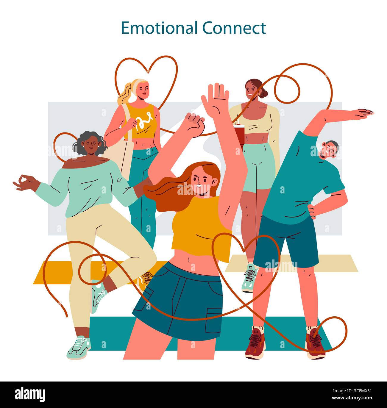 Emotional Connect concept. Group of young people forming heart shapes ...
