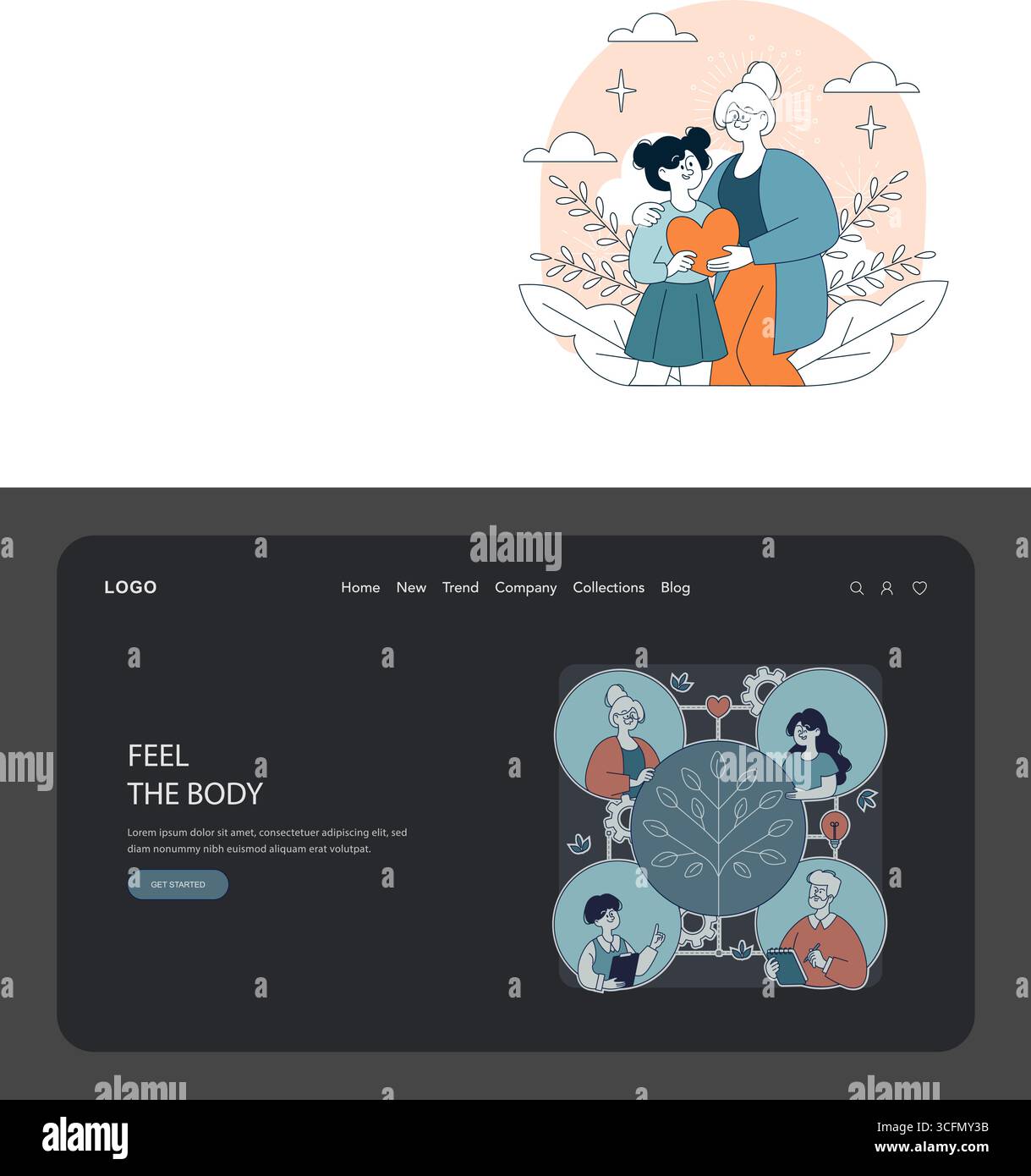 Family bonding through generational tree concept. Elderly and ...