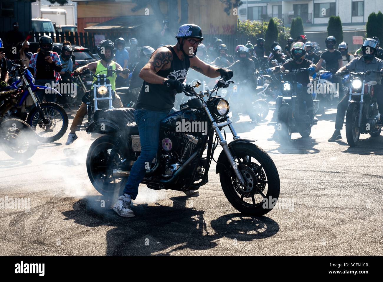 Seattle, USA. 23 Aug, 2025. Around 3:00pm the annual Bomb Squad ride ...