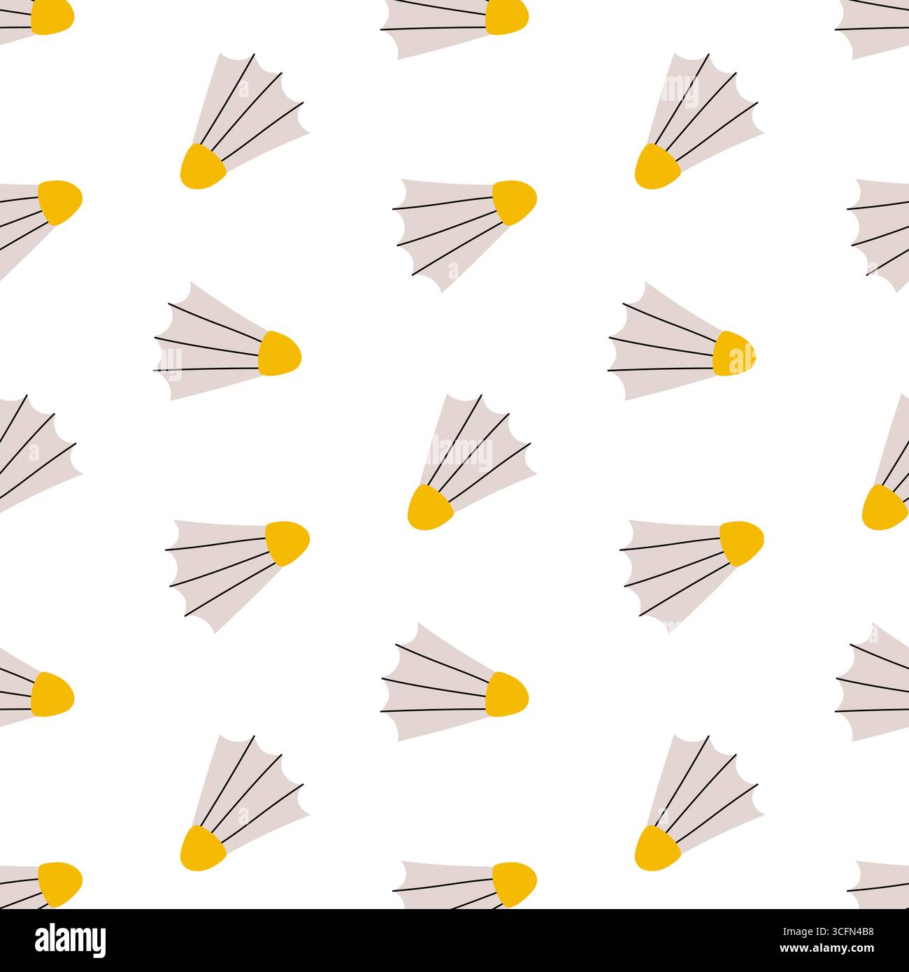 Pattern featuring shuttlecocks in a playful arrangement on a white background Stock Vector